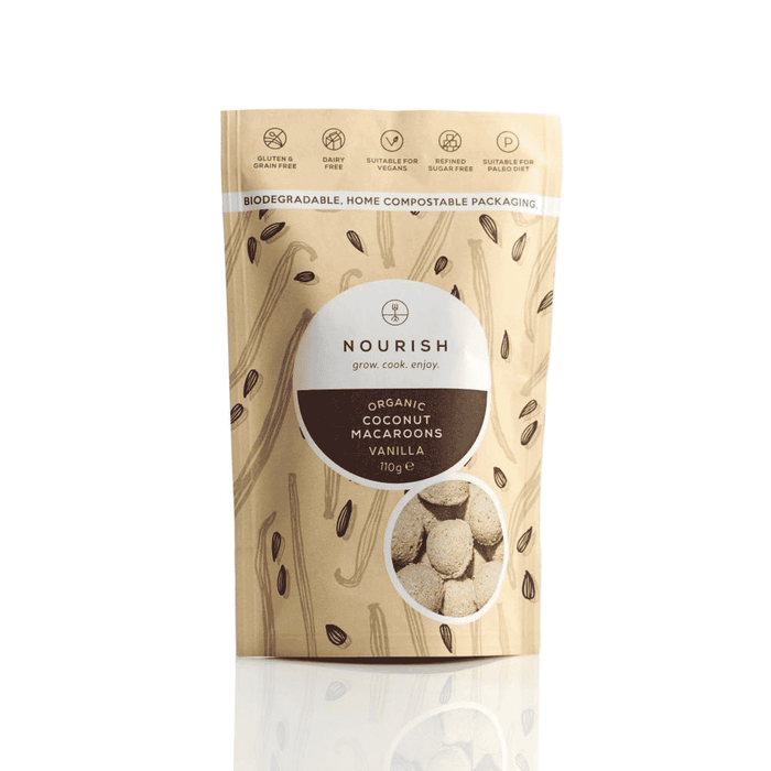 Nourish Organic Coconut Macaroons Vanilla 110g SINGLE