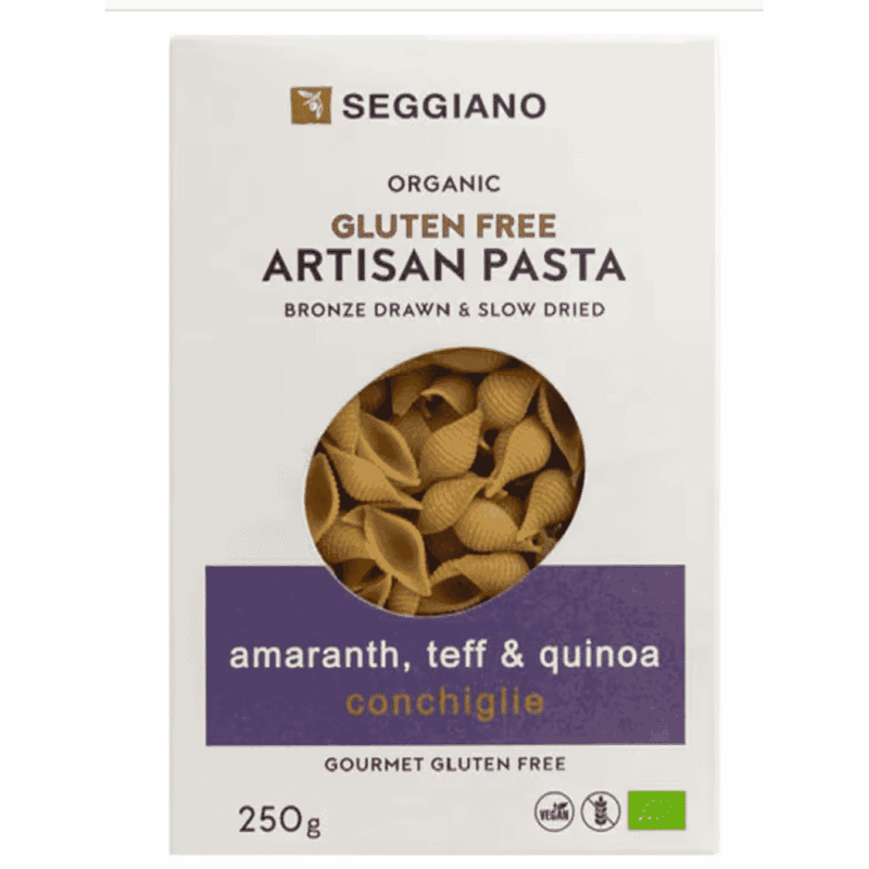 Seggiano Organic Gluten Free Artisan Pasta Amaranth, Teff & Quinoa Conchiglie 250g