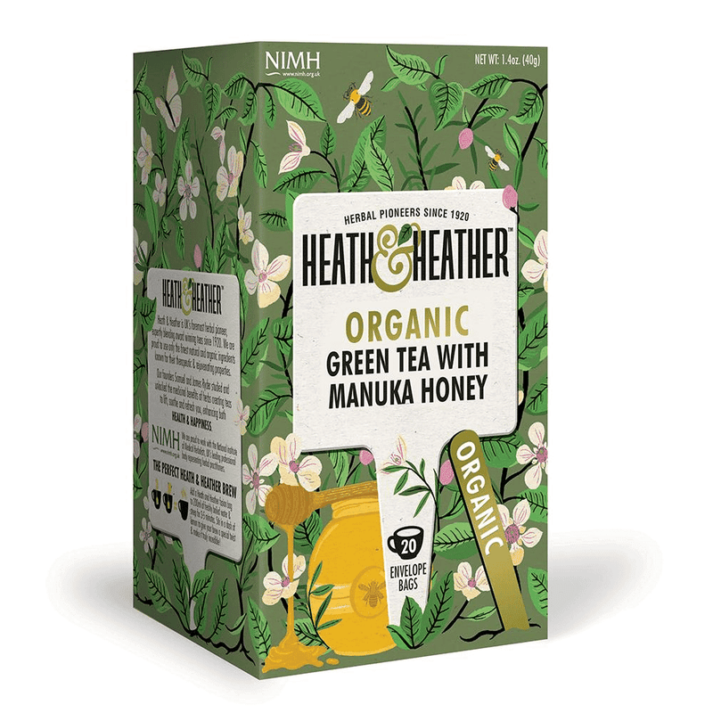 Heath and Heather Organic Green Tea with Manuka Honey 20s