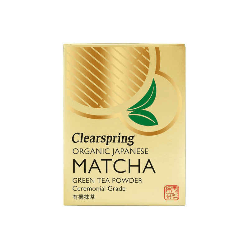 Organic Clearspring Japanese Matcha Green Tea Powder in a 30g tin, ceremonial grade, vibrant green tea powder for traditional preparation.