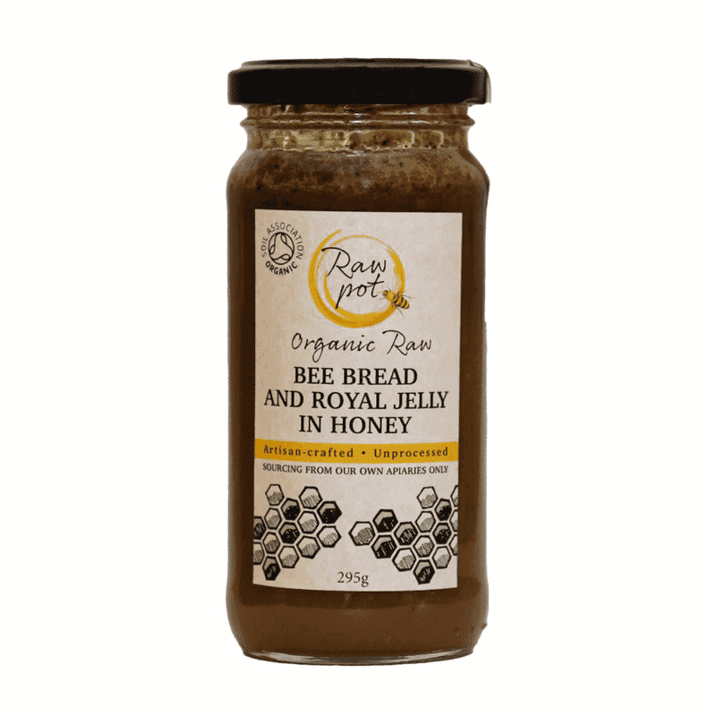 Raw Pot Organic Raw Bee Bread and Royal Jelly in Honey 295g