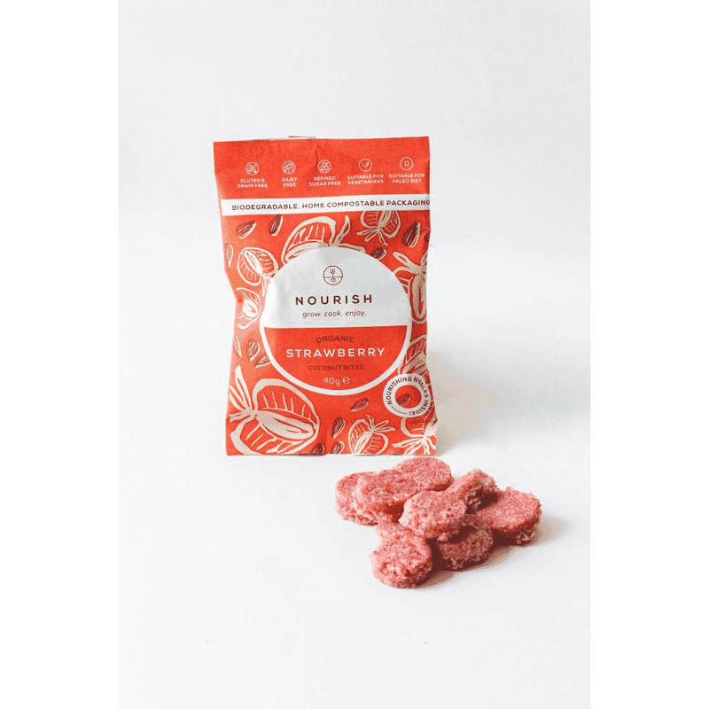 Nourish Organic Strawberry Coconut Bites 10 x 40g CASE