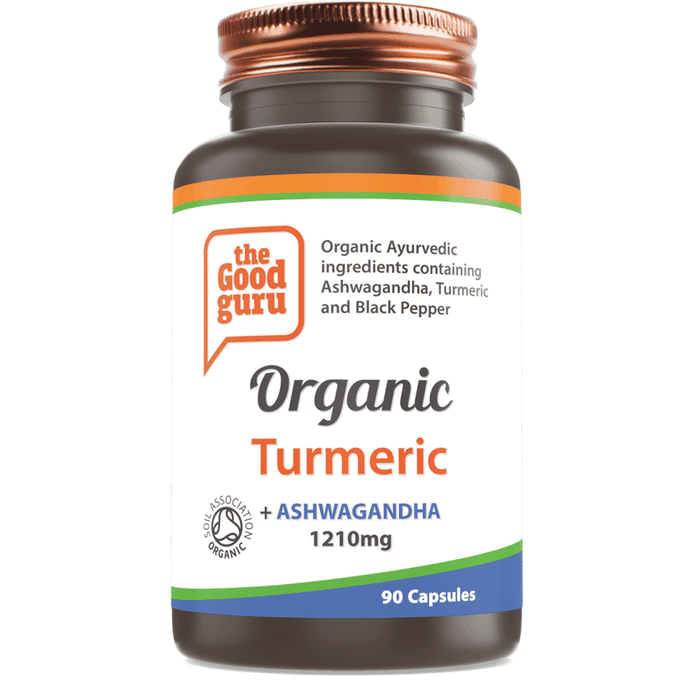 the Good guru Organic Turmeric + Ashwagandha & Black Pepper 90s