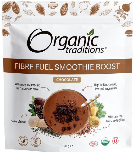 Organic Traditions Fibre Fuel Smoothie Boost Chocolate 300g - Dennis the Chemist