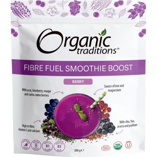 Organic Traditions Fibre Fuel Smoothie Boost Berry 300g - Dennis the Chemist