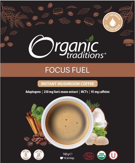 Organic Traditions Focus Fuel Instant Mushroom Coffee 140g