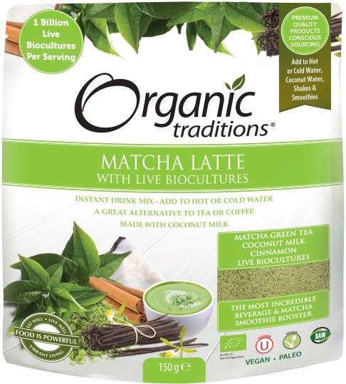 Organic Traditions Matcha Latte with Live BioCultures 150g - Dennis the Chemist