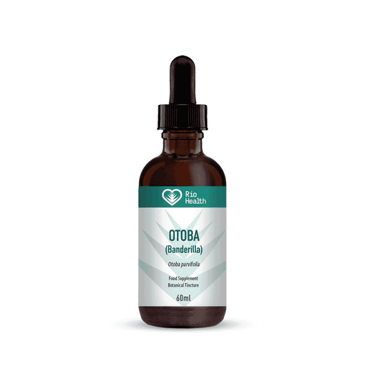 Rio Health Otoba Banderilla 60ml herbal tincture bottle with a dropper cap on a white background.
