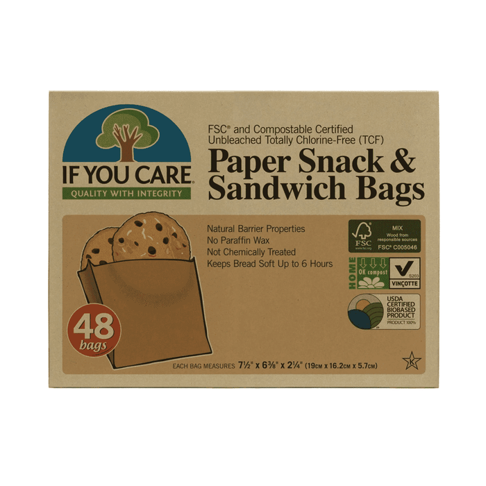 If You Care Paper Snack & Sandwich Bags 19cm x 16.2cm x 5.7cm 48s