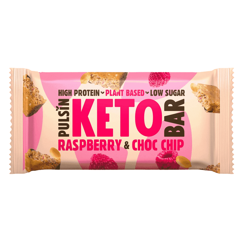 Pulsin Plant Based Keto Bar Raspberry & Choc Chip 18 x 50g CASE