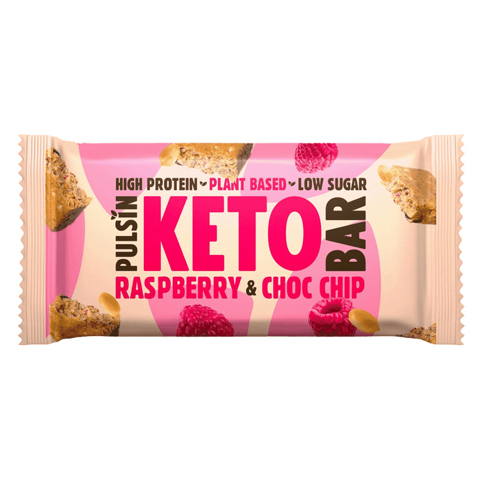 Pulsin Plant Based Keto Bar Raspberry & Choc Chip 18 x 50g CASE