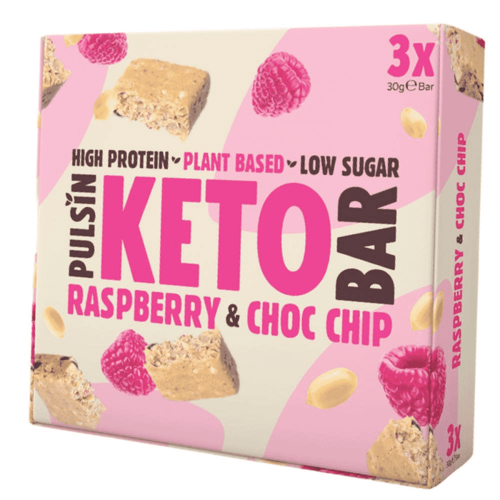 Pulsin Plant Based Keto Bar Raspberry & Choc Chip 3x30g Multipack