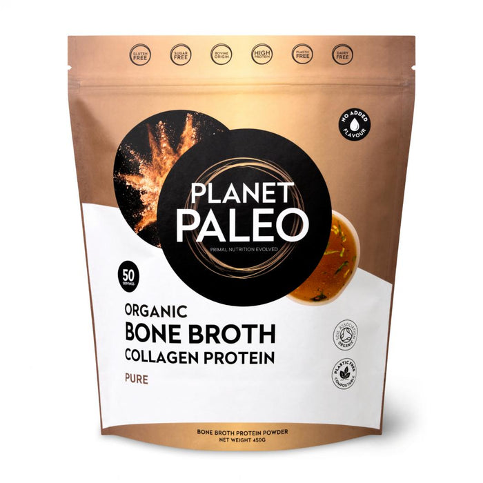 Planet Paleo Organic Bone Broth Collagen Protein Pure (Unflavoured) 450g - Dennis the Chemist