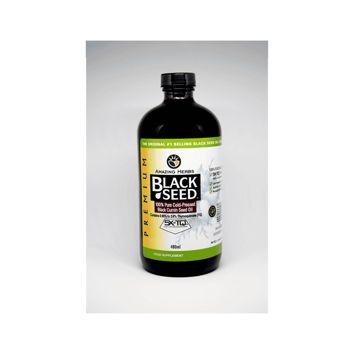 Amazing Herbs Premium Black Seed 100% Pure Cold-Pressed Black Cumin Seed Oil 480ml