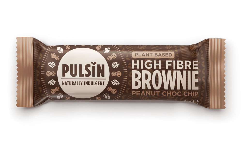 Pulsin Plant Based High Fibre Brownie Peanut Choc Chip 35g SINGLE