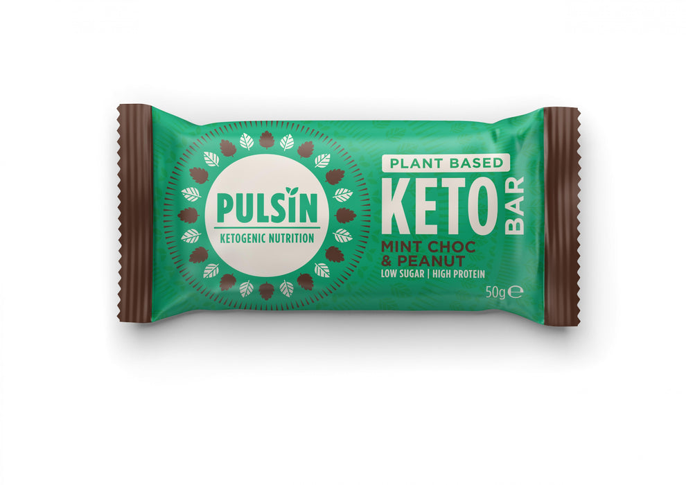 Pulsin Plant Based Keto Bar Mint Choc & Peanut 50g SINGLE - Dennis the Chemist