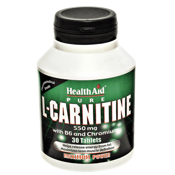 Health Aid Pure L-Carnitine 500mg with B6 and Chromium 30s