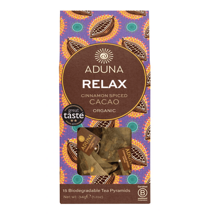 Aduna Relax Cinnamon Spiced Cacao Organic 15 Tea Pyramids