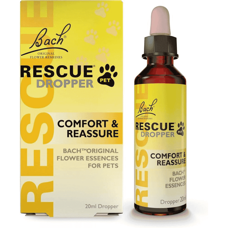 Bach Flower Remedies Rescue Dropper Pet 10ml bottle with dropper cap, designed for calming pets during stressful situations