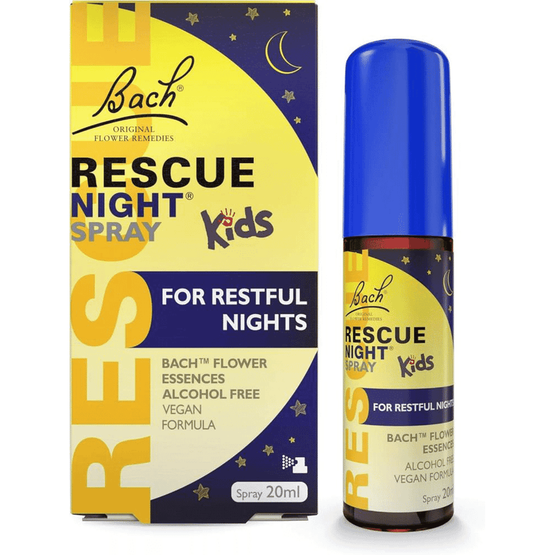 Bach Rescue Night Kids spray for restful sleep, alcohol-free vegan formula with flower essences, 20ml