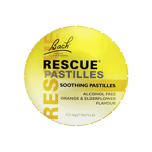 Bach Rescue Pastilles, soothing alcohol-free orange & elderflower flavour, 50g