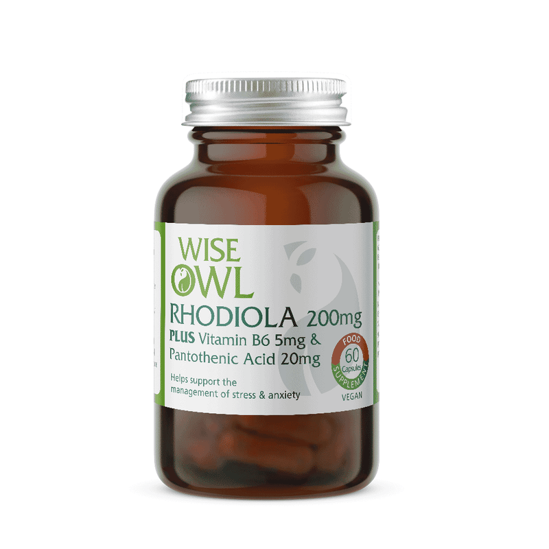 Wise Owl Rhodiola 200mg plus Vitamin B6 5mg and Pantothenic Acid 20mg 60s