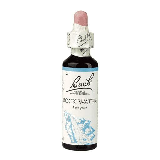 Bach Rock Water flower remedy bottle with dropper, natural wellness supplement