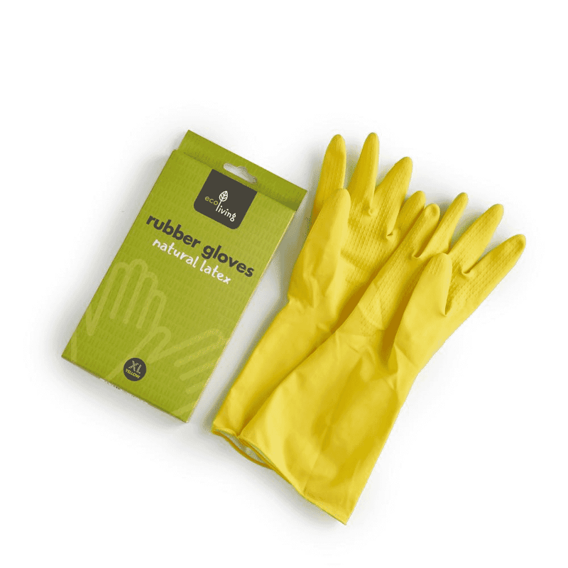 ecoLiving Rubber Gloves Natural Latex Extra Large (Yellow)