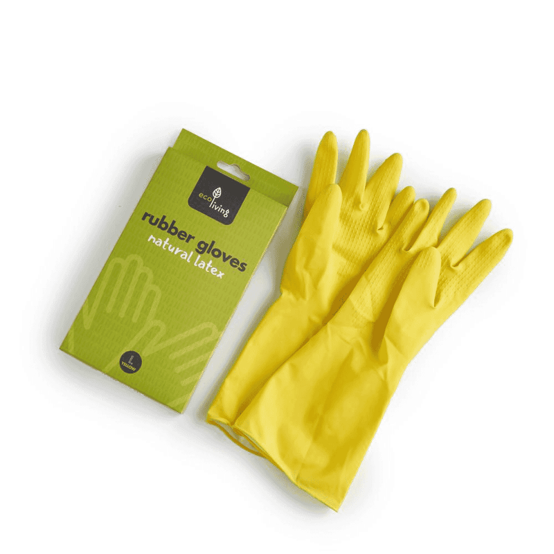 ecoLiving Rubber Gloves Natural Latex Large (Yellow)