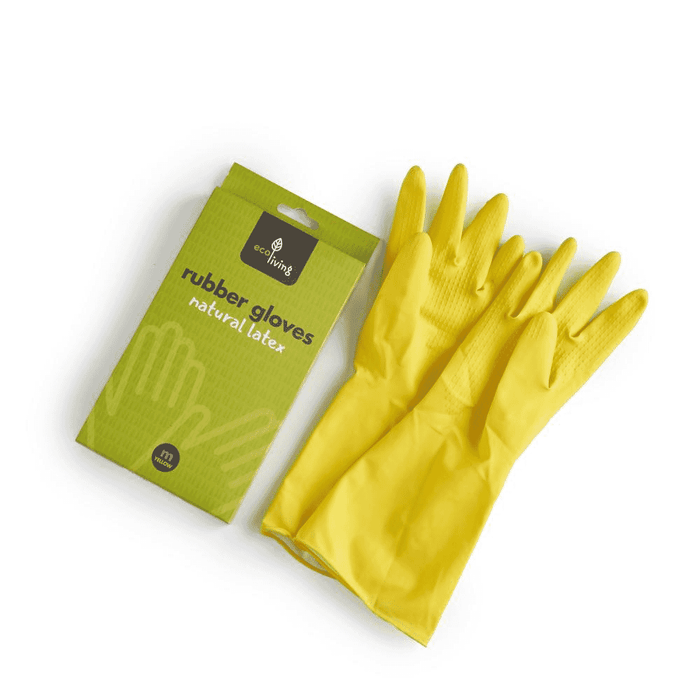 ecoLiving Rubber Gloves Natural Latex Medium (Yellow)