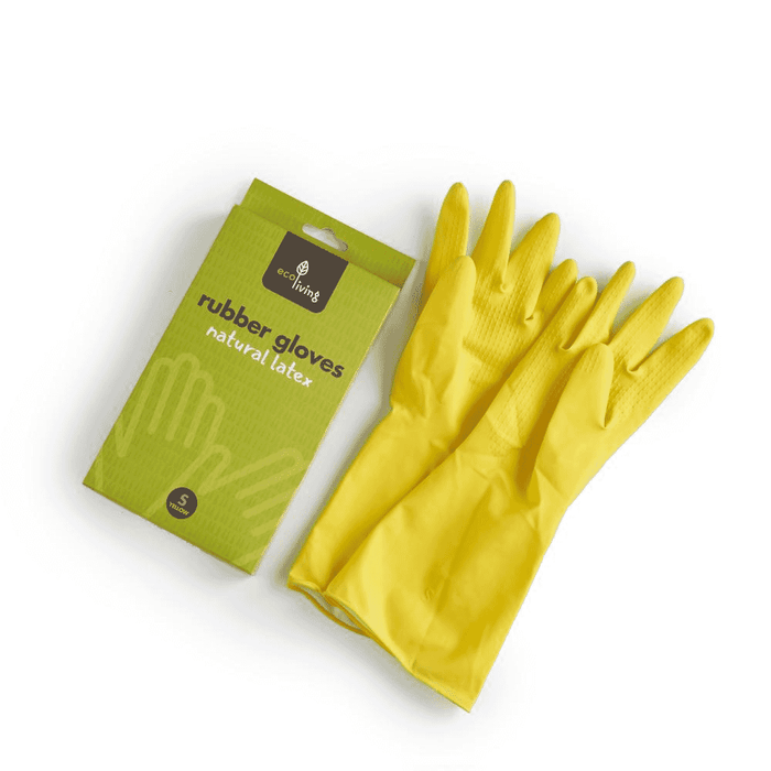 ecoLiving Rubber Gloves Natural Latex Small (Yellow)