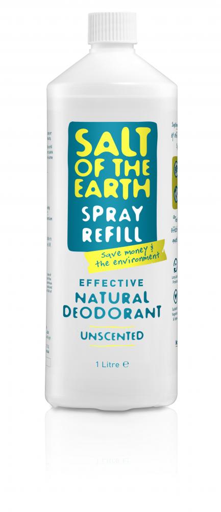 Salt of the Earth Unscented Natural Deodorant Spray Refill 1 Litre - Dennis the Chemist