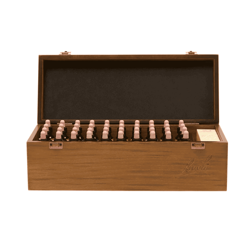 Set of 38 original Bach Flower Remedies in 20ml bottles, arranged in a wooden box, by Bach Flower Remedies.