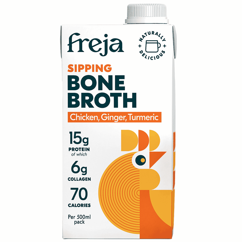 Freja Sipping Bone Broth Chicken, Ginger, Turmeric 500ml