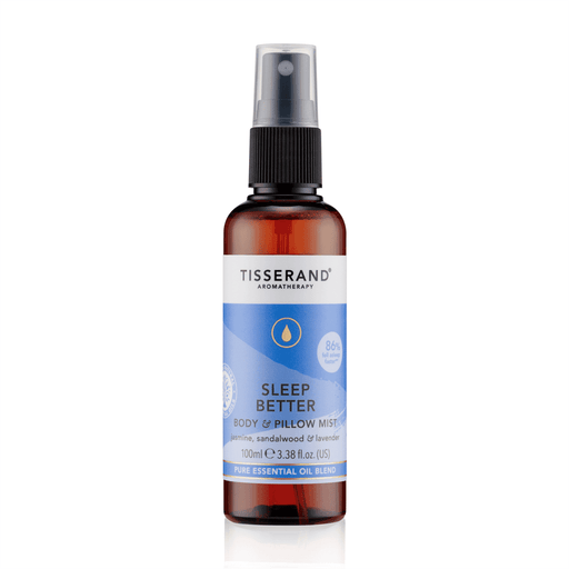 Tisserand Sleep Better Body & Pillow Mist 100ml, a calming spray with lavender and chamomile for restful sleep.