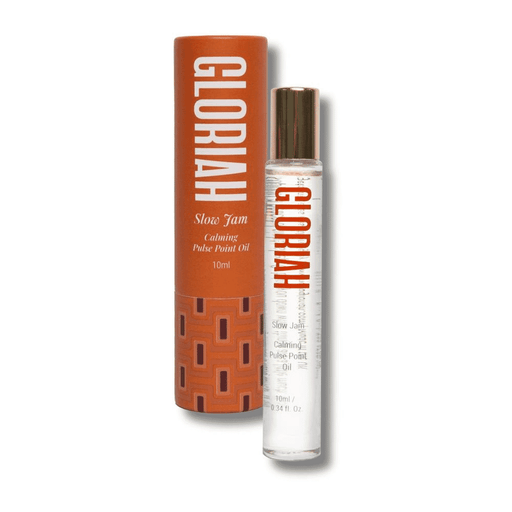 Gloriah Slow Jam 10ml bottle with clear label, featuring a dark liquid inside, designed for topical use and skin soothing.