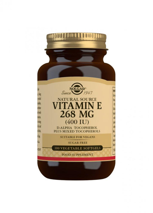 Solgar Natural Source Vitamin E 268mg (400iu) 100 Vegetable Softgels - Dennis the Chemist