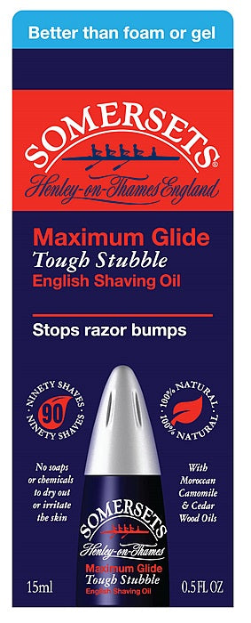 Somersets Maximum Glide Tough Stubble English Shaving Oil (Red) 15ml - Dennis the Chemist