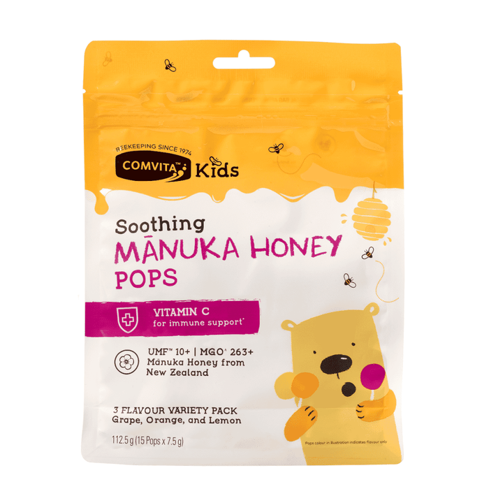 Comvita Soothing Manuka Honey Pops Grape, Orange and Lemon 15s