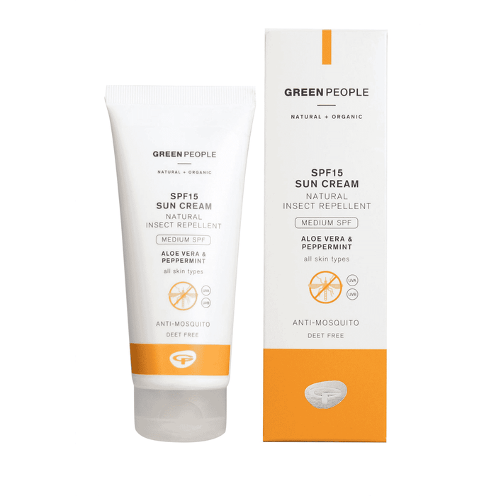 Green People SPF15 Sun Cream Natural Insect Repellent Aloe Vera & Peppermint 100ml