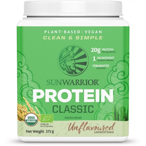 Sunwarrior Protein Classic Unflavoured 375g (Green Tub) - Dennis the Chemist