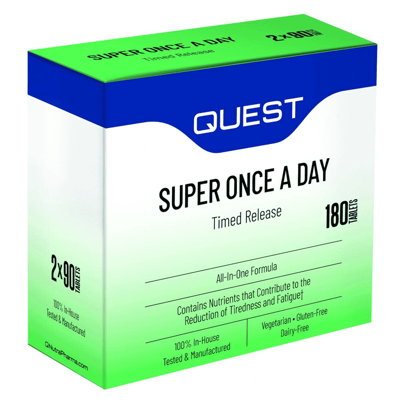 Quest Super Once a Day timed release multivitamin, 180 tablets, vegetarian gluten-free formula