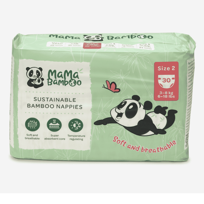 Mama Bamboo Sustainable Bamboo Nappies Size 2 (3-8kg 6-18lb) 30s