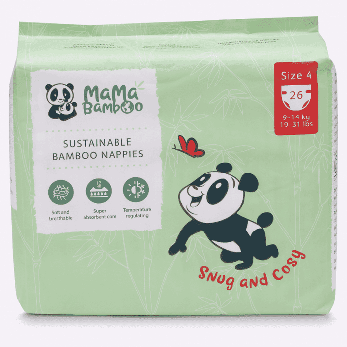 Mama Bamboo Sustainable Bamboo Nappies Size 4 (9-14kg 19-31lb) 26s