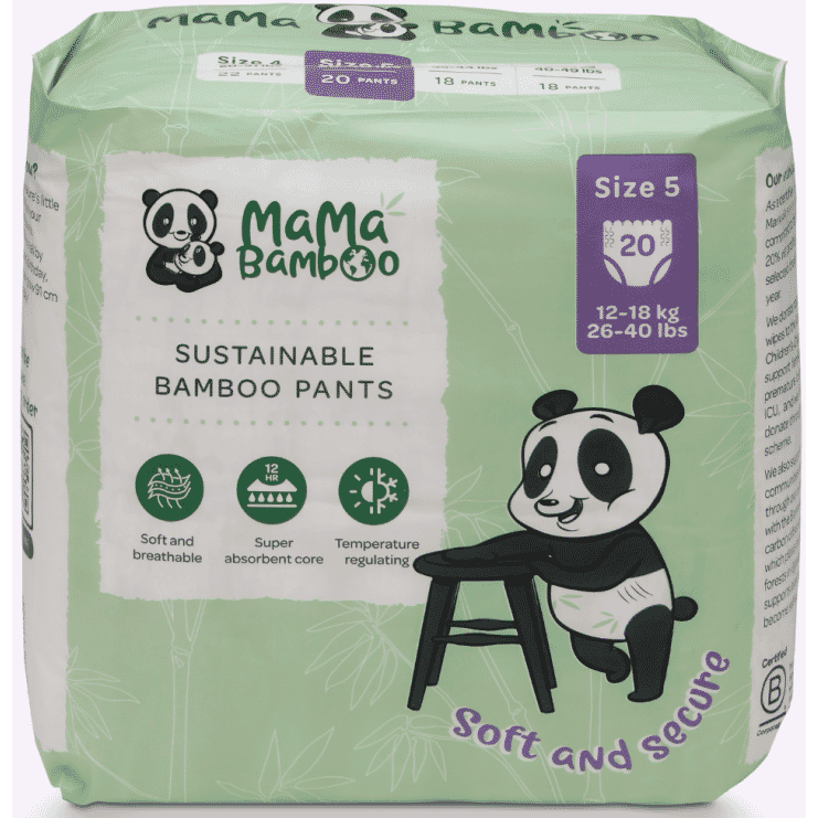 Mama Bamboo Sustainable Bamboo Pants Size 5 (12-18kg 26-40lb) 20s