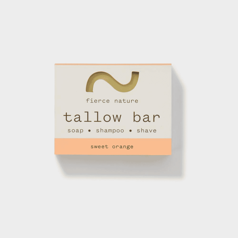 Fierce Nature Tallow Bar Soap Shampoo Shave Sweet Orange 90g