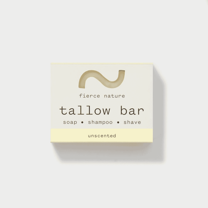 Fierce Nature Tallow Bar Soap Shampoo Shave Unscented 80g