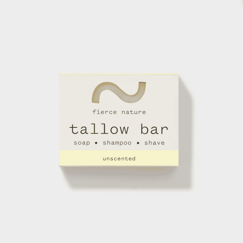 Fierce Nature Tallow Bar Soap Shampoo Shave Unscented 90g