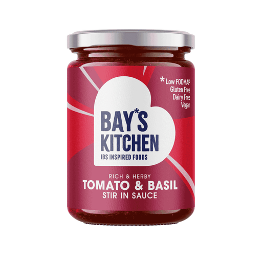 Seggiano Tomato and Basil Stir-In Sauce in 260g jar, showcasing fresh tomatoes, basil leaves, and the sauce's rich texture.