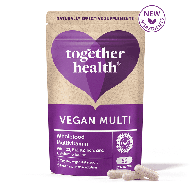 Together Health Vegan Multi Wholefood Multivitamin with D3, B12, K2, Iron, Zinc, Calcium & Iodine 60s